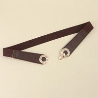 Casual Business Simple Style Solid Color Pu Leather Zinc Alloy Metal Button Women's Leather Belts main image 7