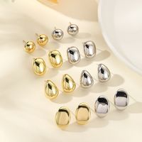 1 Pair Simple Style Classic Style Solid Color Plating Copper Ear Studs main image 1