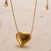 304 Stainless Steel 18K Gold Plated French Style Simple Style Classic Style Heart Shape Earrings Necklace main image 4