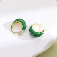 1 Pair Elegant Glam U Shape Enamel Inlay Alloy Zircon Earrings main image 3