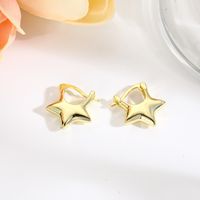 1 Pair Simple Style Classic Style Star Heart Shape Copper 18K Gold Plated Earrings sku image 3