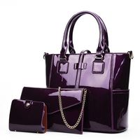 Women's Large Pu Leather Solid Color Vintage Style Zipper Bag Sets main image 2