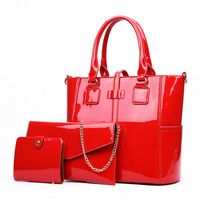 Women's Large Pu Leather Solid Color Vintage Style Zipper Bag Sets main image 3