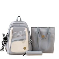 Unisex Nylon Letter Solid Color Preppy Style Sports Square Zipper Fashion Backpack sku image 2