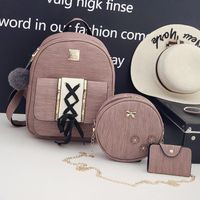 Women's Pu Leather Solid Color Preppy Style Square Zipper Fashion Backpack main image 3