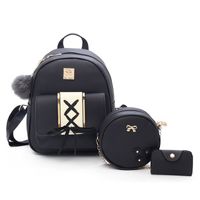 Women's Pu Leather Solid Color Preppy Style Square Zipper Fashion Backpack main image 5