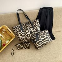 Women's Large Pu Leather Leopard Streetwear Square Zipper Tote Bag main image 3
