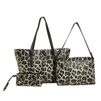 Women's Large Pu Leather Leopard Streetwear Square Zipper Tote Bag main image 2