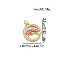 1 Piece 18 * 21mm Copper Shell Zircon 18K Gold Plated Round Dolphin Polished Pendant sku image 1