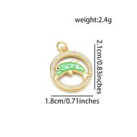 1 Piece 18 * 21mm Copper Shell Zircon 18K Gold Plated Round Dolphin Polished Pendant sku image 2