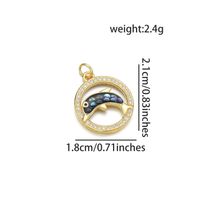 1 Piece 18 * 21mm Copper Shell Zircon 18K Gold Plated Round Dolphin Polished Pendant sku image 3