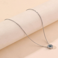 Simple Style Round Tree Alloy Hollow Out Inlay Zircon Silver Plated Women's Pendant Necklace sku image 1