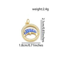 1 Piece 18 * 21mm Copper Shell Zircon 18K Gold Plated Round Dolphin Polished Pendant sku image 4