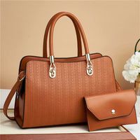 Women's Large Pu Leather Solid Color Vintage Style Classic Style Square Zipper Crossbody Bag sku image 2