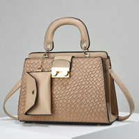 Women's Large Pu Leather Solid Color Classic Style Square Zipper Crossbody Bag sku image 6