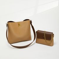 Women's Medium Pu Leather Solid Color Classic Style Square Magnetic Buckle Bag Sets sku image 3