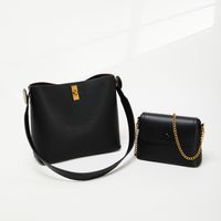 Women's Medium Pu Leather Solid Color Classic Style Square Magnetic Buckle Bag Sets sku image 1