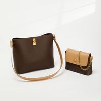Women's Medium Pu Leather Solid Color Classic Style Square Magnetic Buckle Bag Sets sku image 4