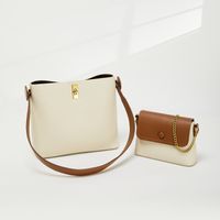 Women's Medium Pu Leather Solid Color Classic Style Square Magnetic Buckle Bag Sets sku image 2