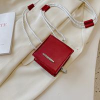 Women's Mini Pu Leather Square Solid Color Streetwear Square Zipper Crossbody Bag Square Bag sku image 2