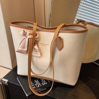 Women's Large Pu Leather Solid Color Vintage Style Square Zipper Tote Bag main image 2