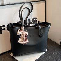 Women's Large Pu Leather Solid Color Vintage Style Square Zipper Tote Bag sku image 1
