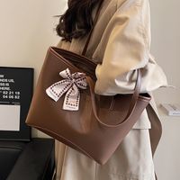 Women's Large Pu Leather Solid Color Vintage Style Square Zipper Tote Bag main image 5