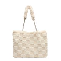 Women's Large Plush Solid Color Cute Square Magnetic Buckle Tote Bag main image 3