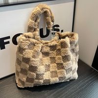 Women's Large Plush Solid Color Cute Square Magnetic Buckle Tote Bag sku image 2