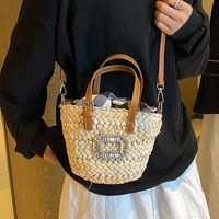 Women's Small Straw Solid Color Vintage Style Open Straw Bag main image 5
