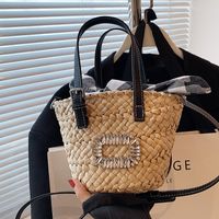 Women's Small Straw Solid Color Vintage Style Open Straw Bag sku image 1