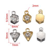 20 PCS/Package 6 * 9.5mm 7 * 9mm Hole 2~2.9mm Stainless Steel Zircon 18K Gold Plated Triangle Hexagon Polished Pendant main image 2