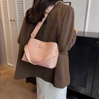 Women's Small Pu Leather Solid Color Basic Zipper Crossbody Bag Bucket Bag sku image 3