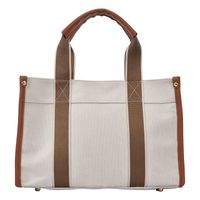 Women's Large Canvas Color Block Classic Style Magnetic Buckle Tote Bag main image 2