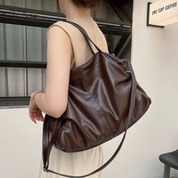 Women's Large Pu Leather Solid Color Vintage Style Zipper Tote Bag main image 2