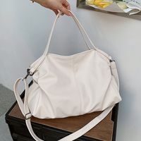 Women's Large Pu Leather Solid Color Vintage Style Zipper Tote Bag sku image 4