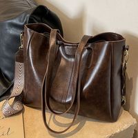 Women's Large Pu Leather Solid Color Vintage Style Square Zipper Tote Bag main image 6