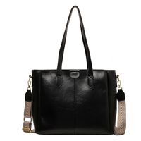 Women's Large Pu Leather Solid Color Vintage Style Square Zipper Tote Bag main image 3