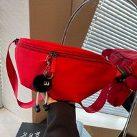 Women's Cute Solid Color Canvas Waist Bags sku image 4