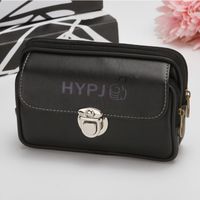 Men's Solid Color Pu Leather Lock Clasp Phone Wallets sku image 1