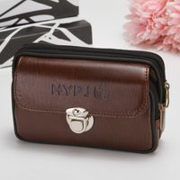 Men's Solid Color Pu Leather Lock Clasp Phone Wallets sku image 2