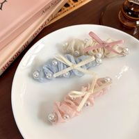Women's Cute Sweet Bow Knot Alloy Cloth Inlay Pearl Hair Clip main image 3