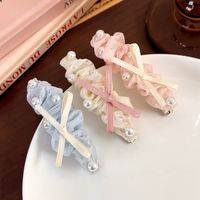 Women's Cute Sweet Bow Knot Alloy Cloth Inlay Pearl Hair Clip main image 4