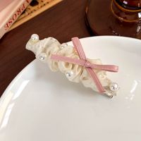 Women's Cute Sweet Bow Knot Alloy Cloth Inlay Pearl Hair Clip sku image 1