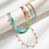 Kupfer Lässig Einfacher Stil Linien Inlay Zirkon Ringe Armbänder Halskette main image 9