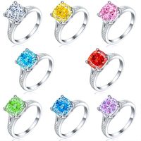 Sterling Silver Simple Style Classic Style Inlay Geometric High Carbon Diamond Rings main image 2