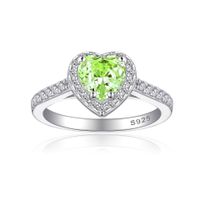 Sterling Silver Simple Style Classic Style Inlay Heart Shape High Carbon Diamond Rings main image 4