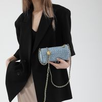 Women's Cloth Solid Color Streetwear Sewing Thread Chain Zipper Crossbody Bag main image 2
