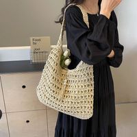 امرأة قشة اللون الصامد عطلة زخرفة سحاب البنطلون حقيبة الإبط sku image 1