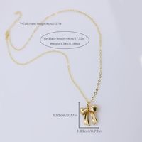 Copper 18K Gold Plated White Gold Plated Cute Solid Color Plating Bow Knot Pendant Necklace main image 2